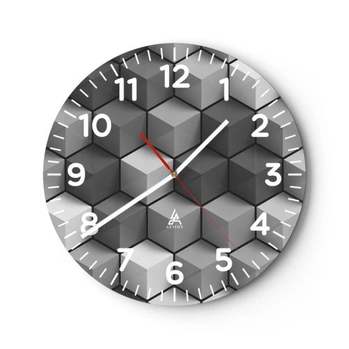 Wall clock - Clock on glass - Cubist Jigsaw - 40x40 cm