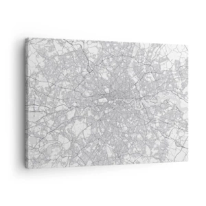Canvas picture - A minimalist city map in shades of gray - 70x50cm - Map of London Maze - Modern wall decoration for the living room and bedroom ARTTOR