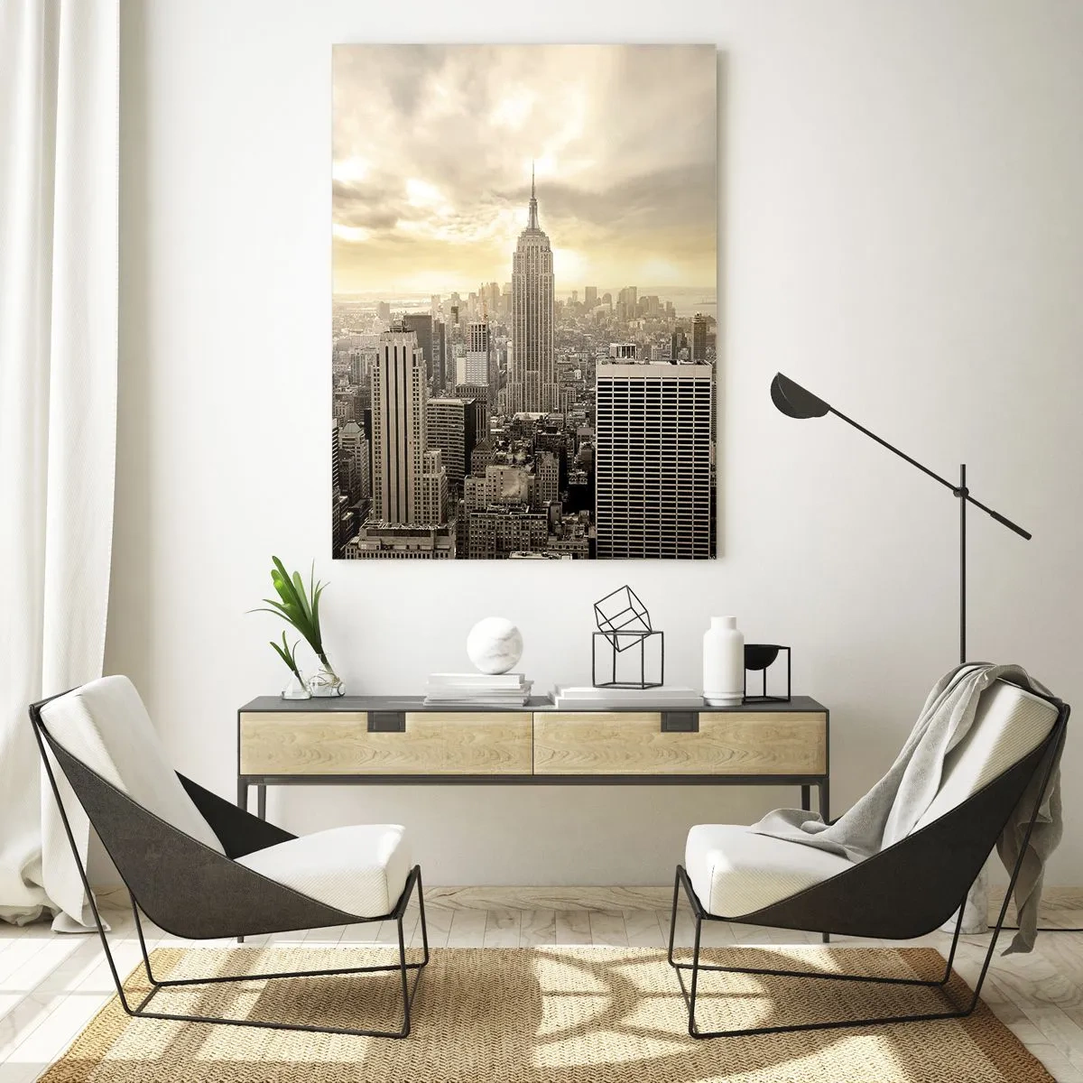 Glass picture - New York Woven in Grey - 50x70 cm