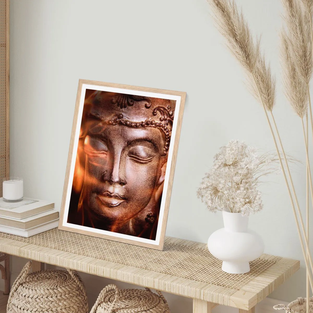 Poster in light oak frame - There Is Only Now and Here - 70x100 cm