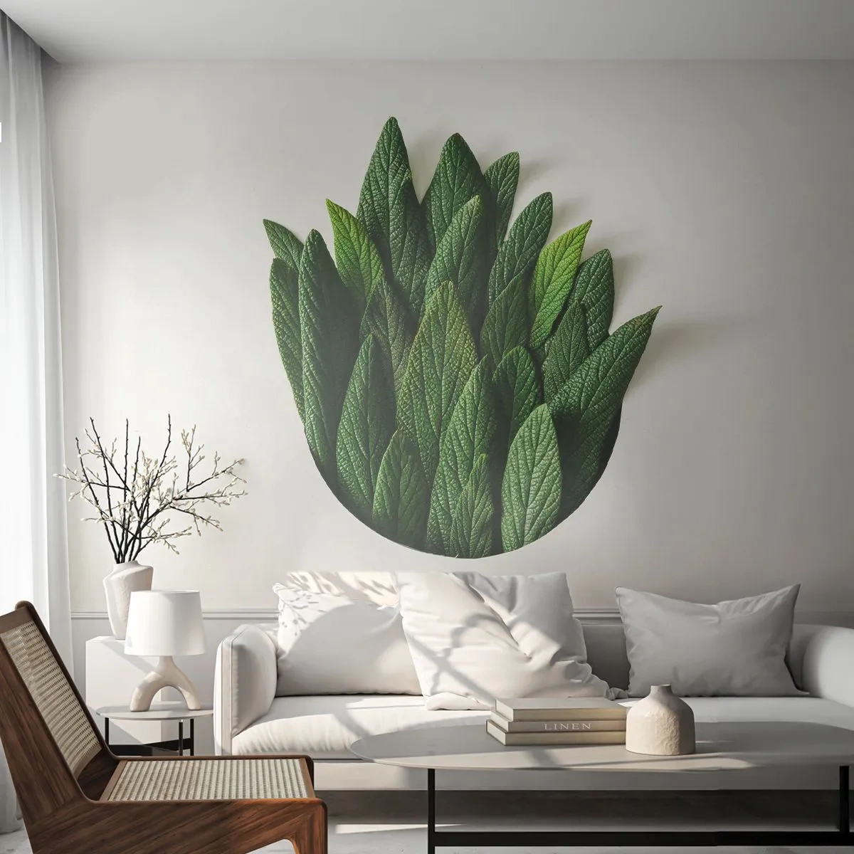 Photo Wallpaper Premium Sand - Untamed Curiosity - Sage, Sage leaf, Herb - 100x70 cm