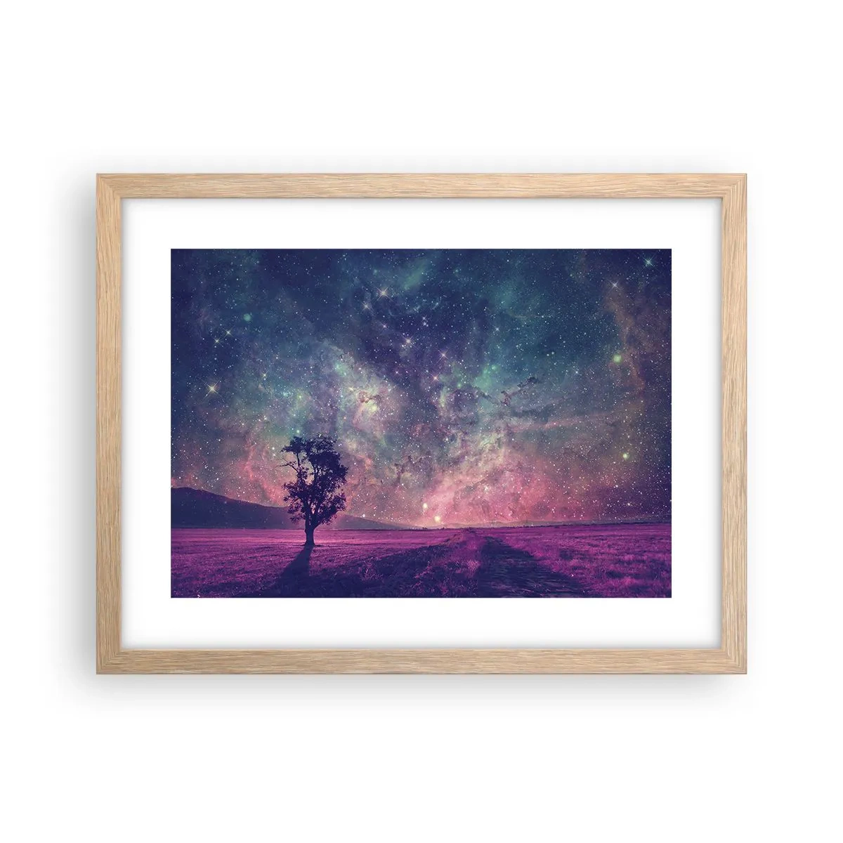 Poster in light oak frame - Under Magical Sky - 40x30 cm