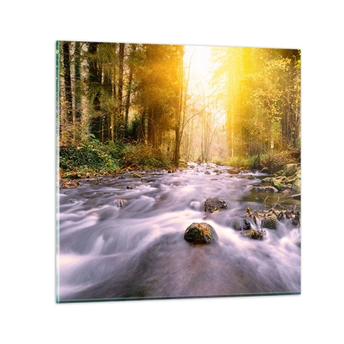 Glass picture - Malachite in Silver and Gold Setting - 60x60 cm