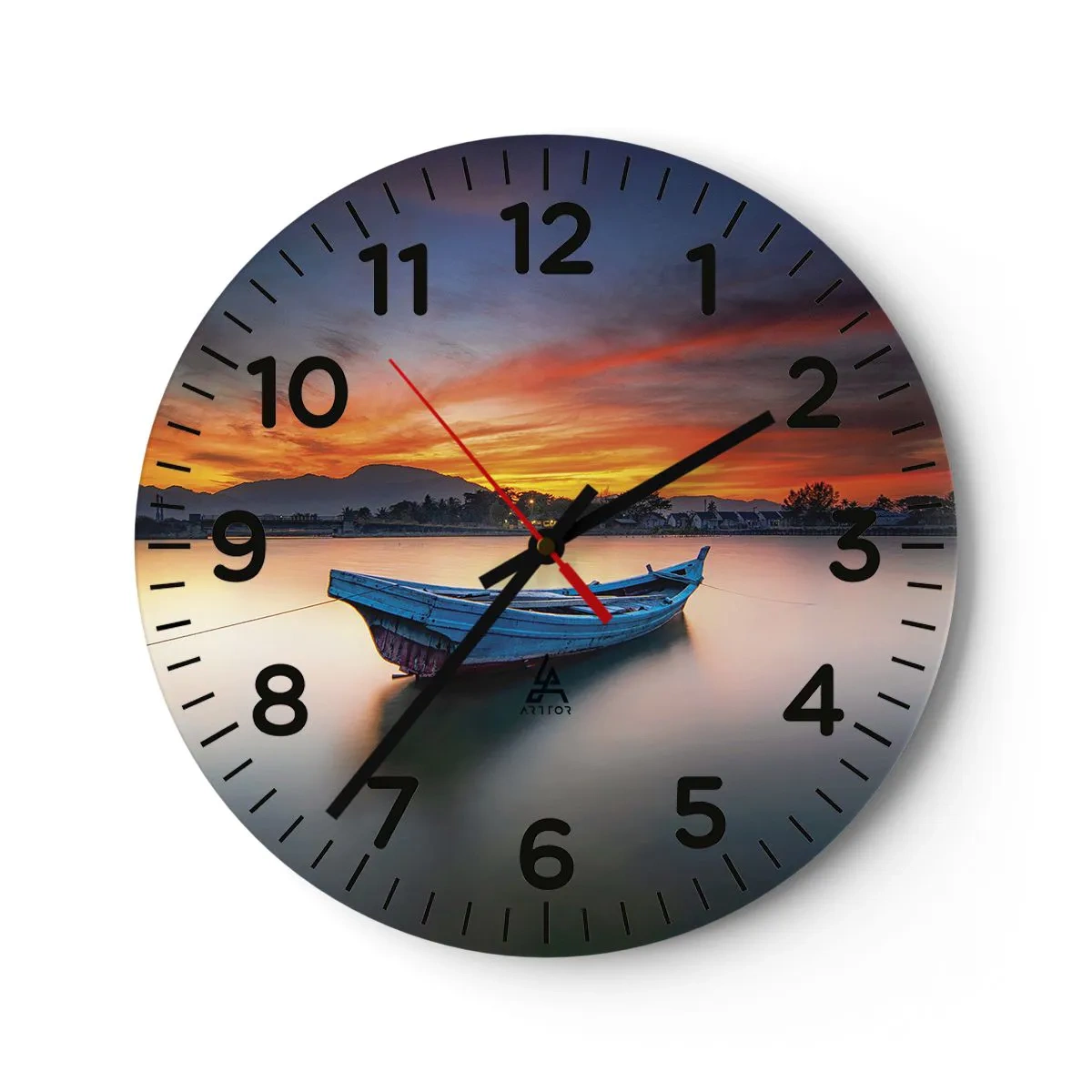 Wall clock - Clock on glass - Here Comes a Good Night - 30x30 cm