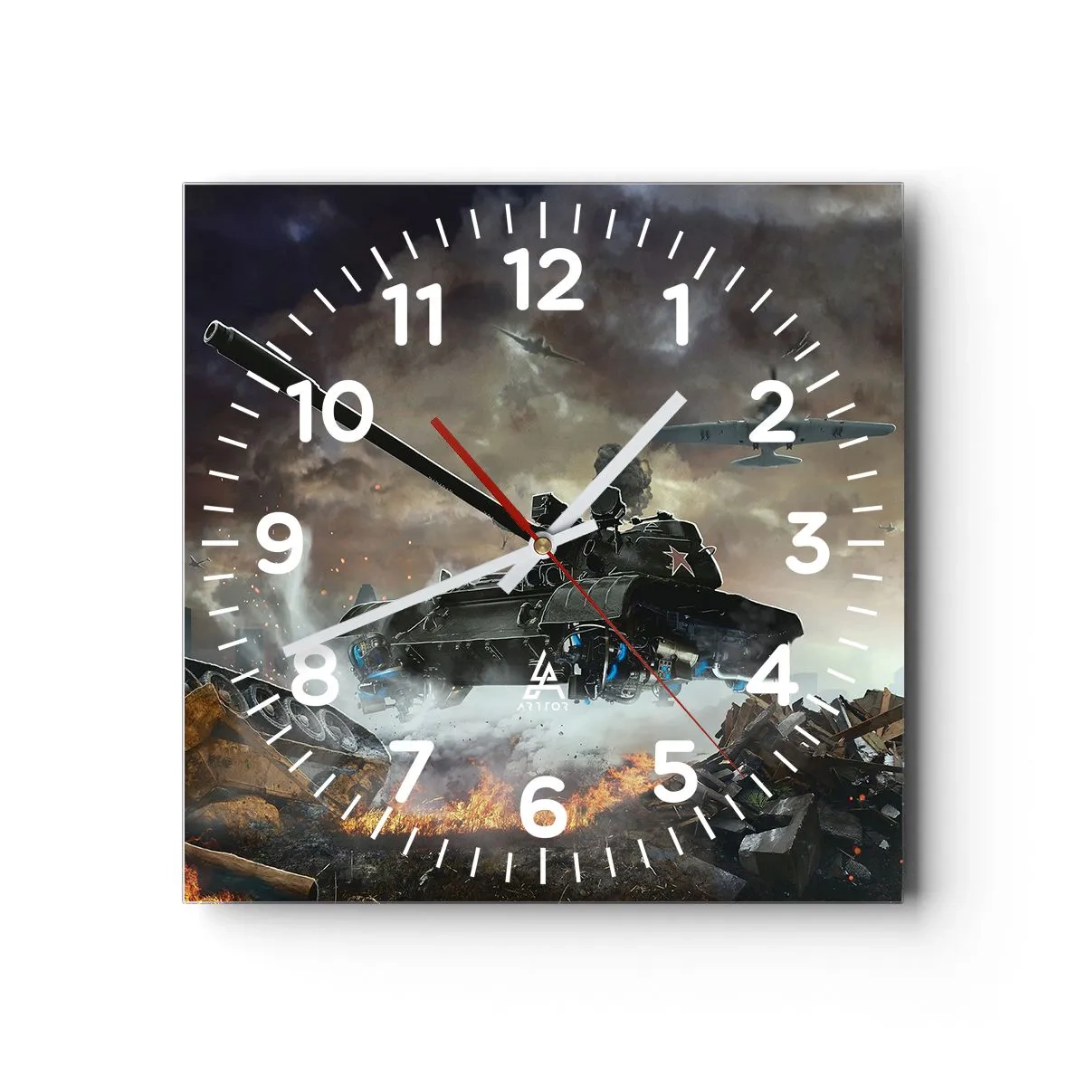 Wall clock - Clock on glass - Battle Is Scary and Beautiful - 40x40 cm