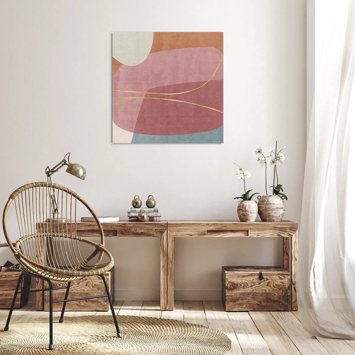 Canvas picture - Pastel Composition with a Golden Note - 70x70 cm