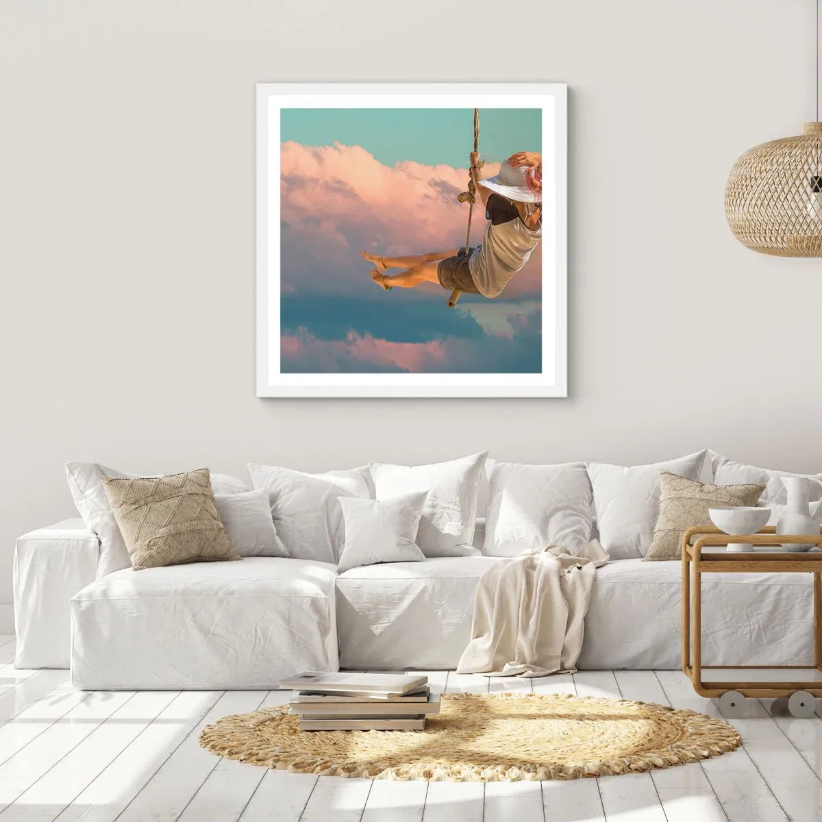 Poster in white frmae - Fun in the Clouds - 50x50 cm