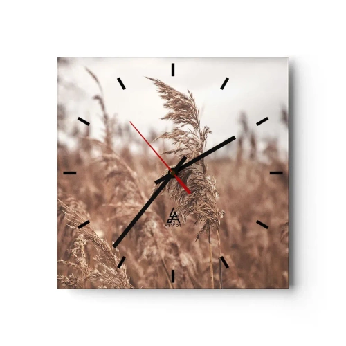Wall clock - Clock on glass - Autumn Has Arrived in the Fields - 40x40 cm