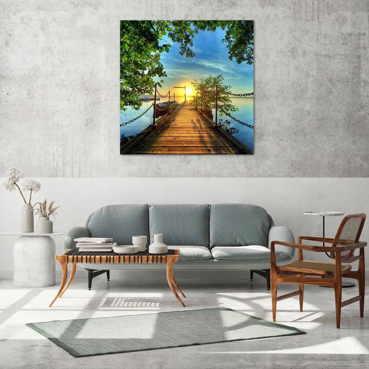 Glass picture - Sunset by the Water - 70x70 cm