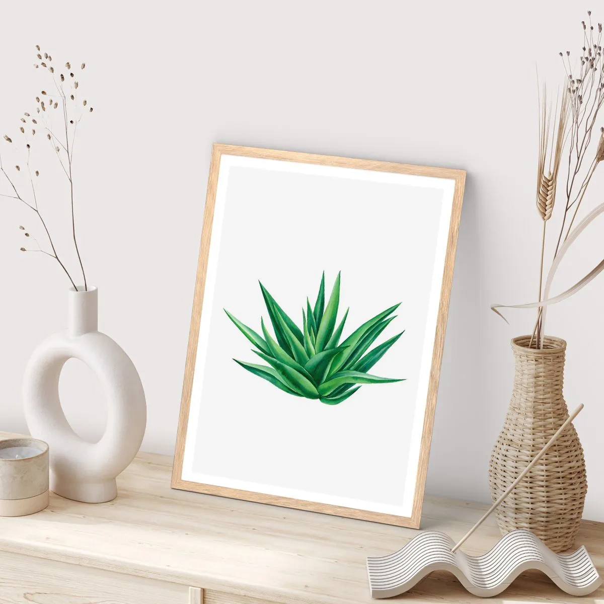 Poster in light oak frame - Green - Power - Life - 70x100 cm