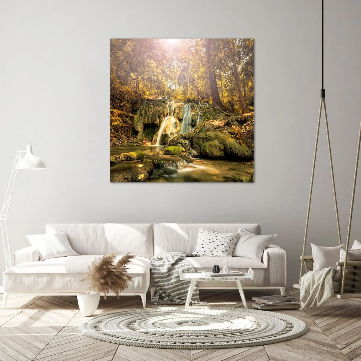 Canvas picture - Forest Cascade in Green - 50x50 cm