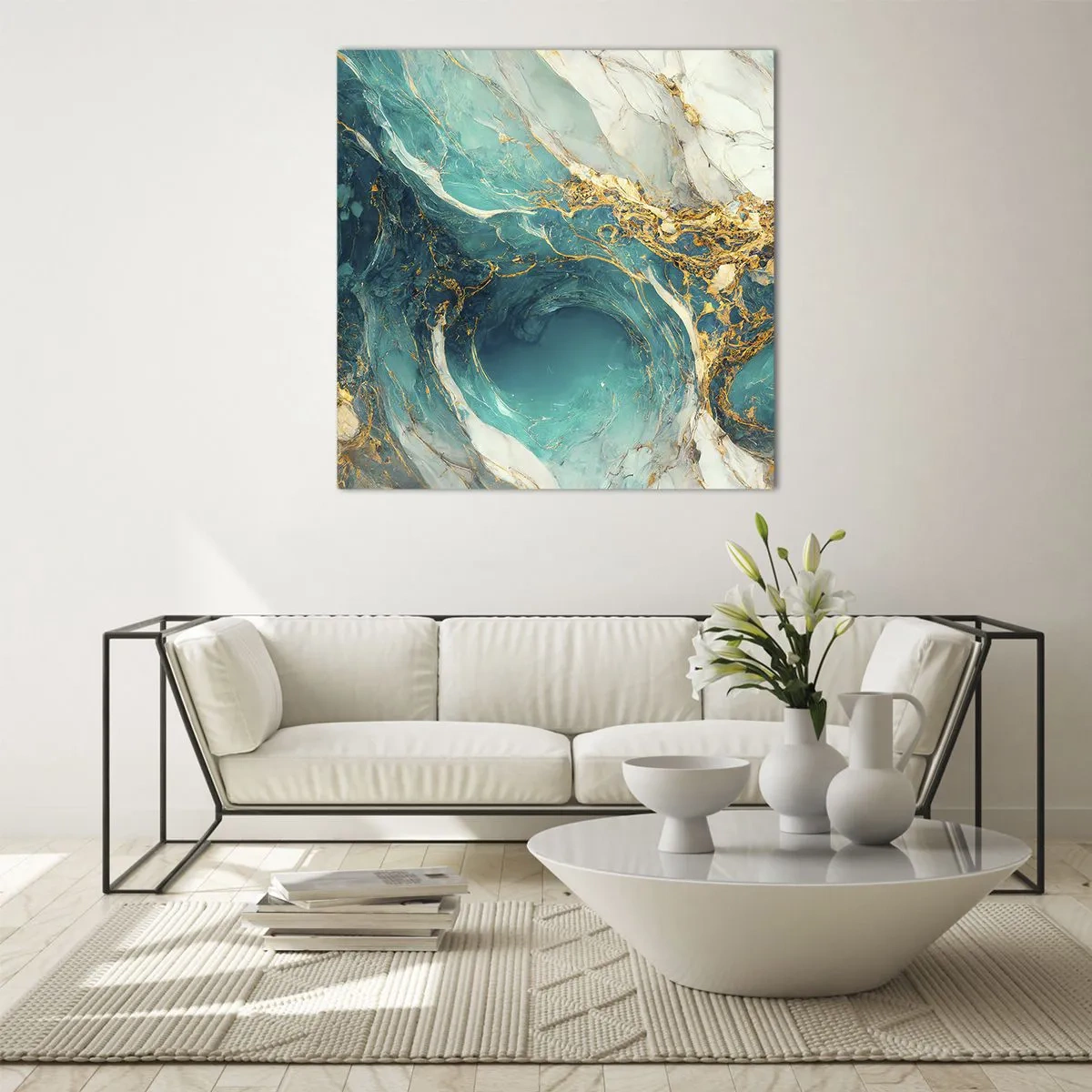 Glass picture - Composition with Veins of Gold - 70x70 cm