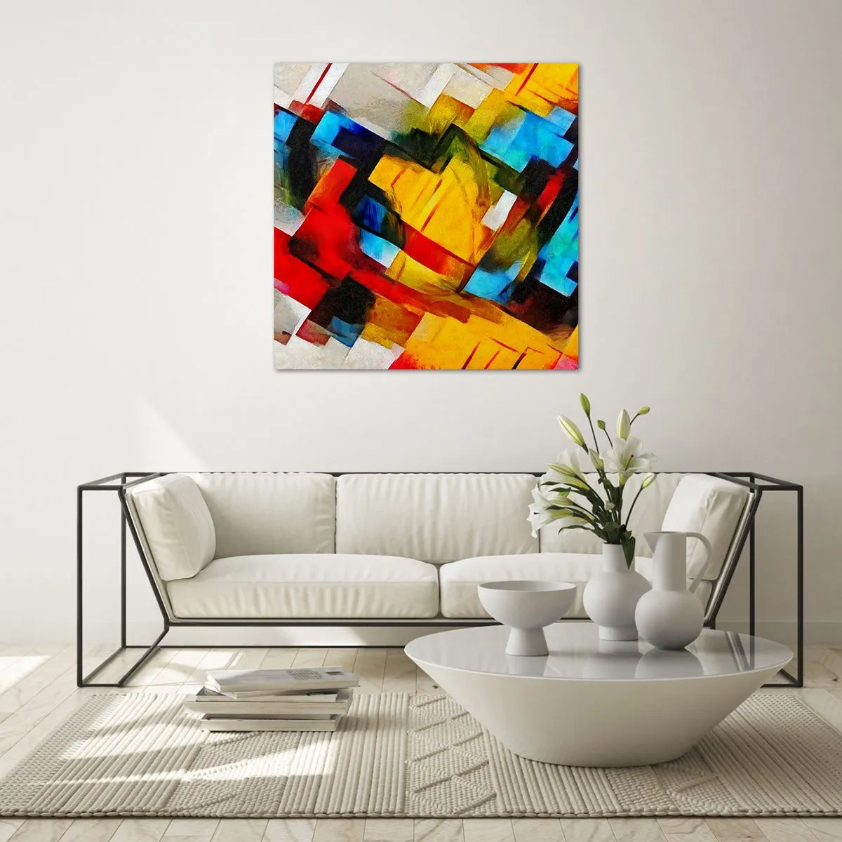 Glass picture - Colourful Quilt - 70x70 cm