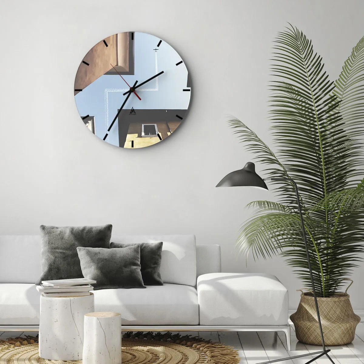 Wall clock - Clock on glass - Above City Maze - 30x30 cm