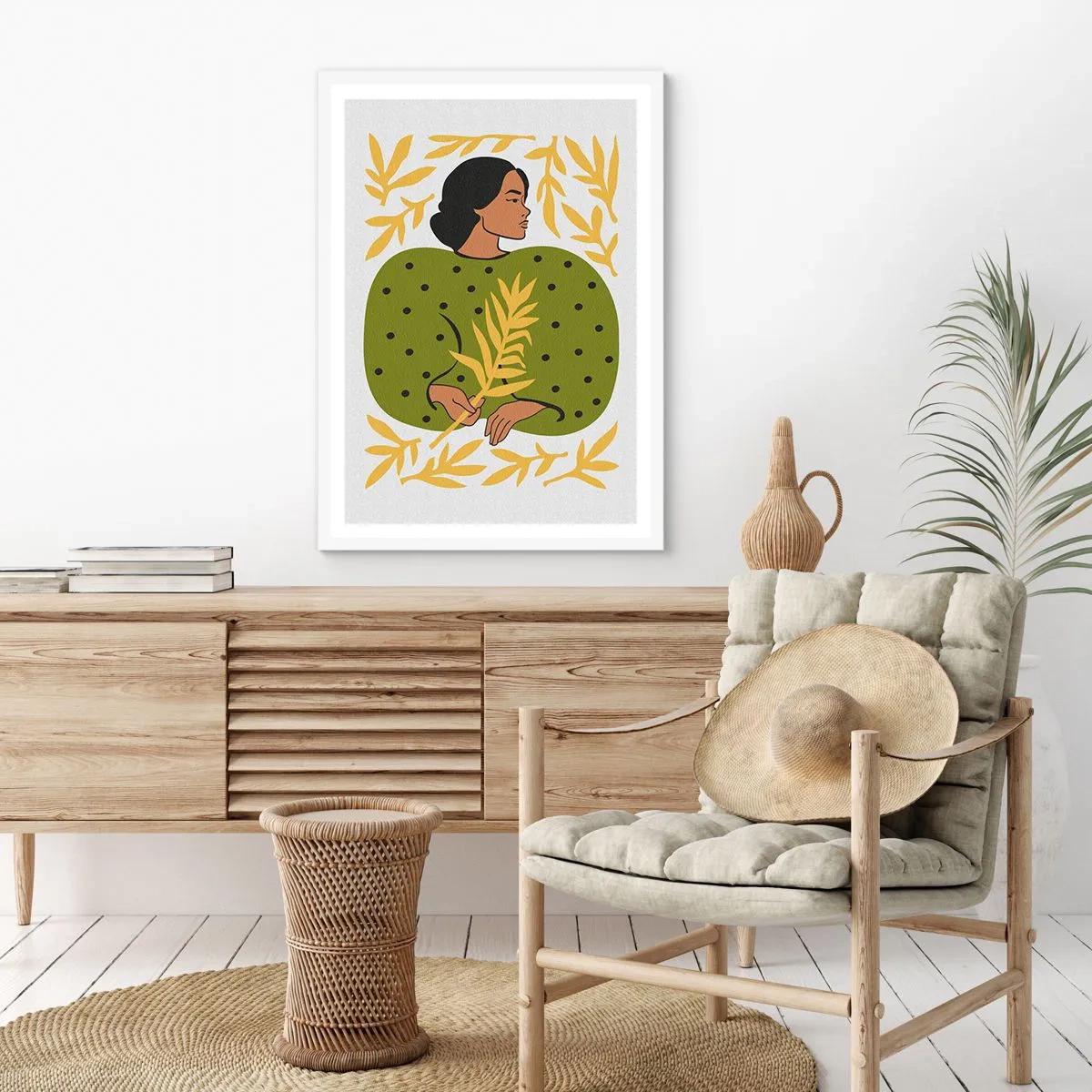 Poster in white frmae - Hawaian Girl - 70x100 cm