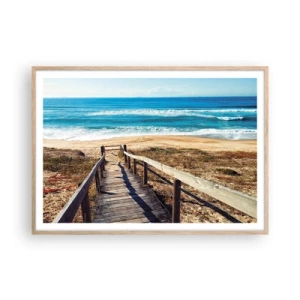 Poster in light oak frame - Run! - 100x70 cm