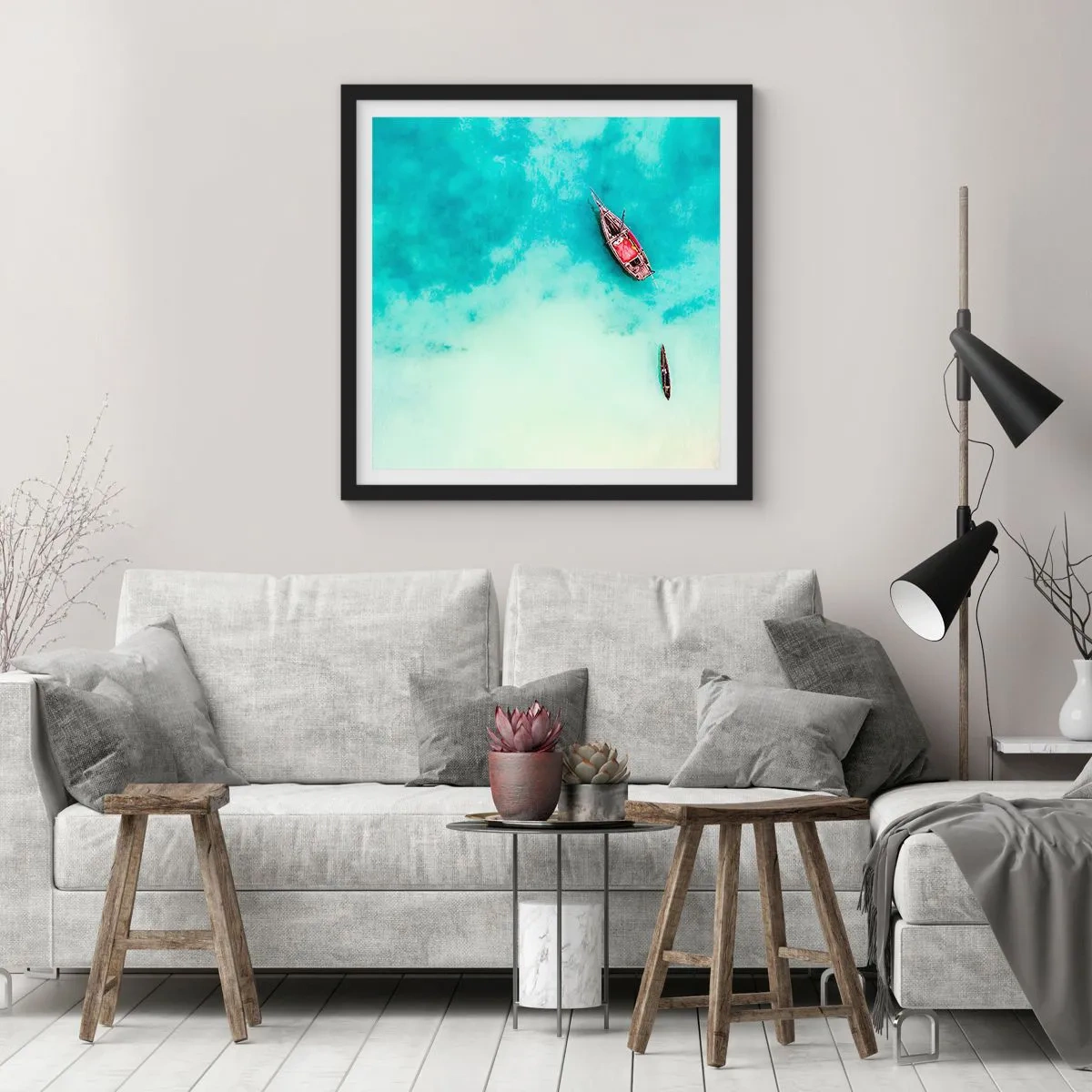 Poster in black frame - On the Beaches of Zanzibar, When the Tide Is High - 30x30 cm
