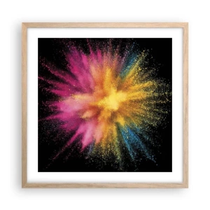 Poster in light oak frame - Birth of Colours - 50x50 cm