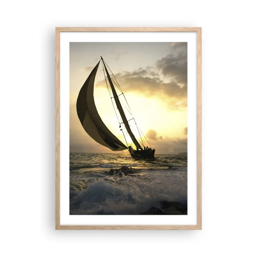 Poster in light oak frame - With and against the Wind - 50x70 cm