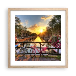Poster in light oak frame - Spring Morning in Amsterdam - 40x40 cm