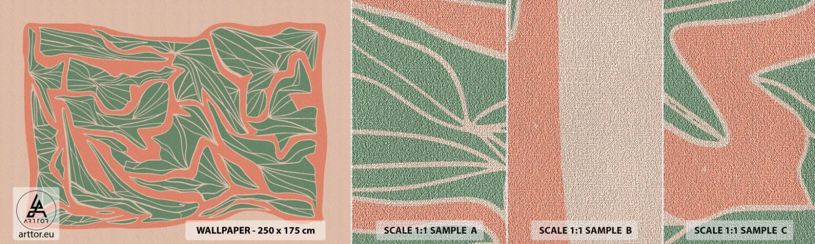 Photo Wallpaper Sample Premium Canvas - Struggles of Colar and Green - Boho, Pastel, Piece - 100x30 cm