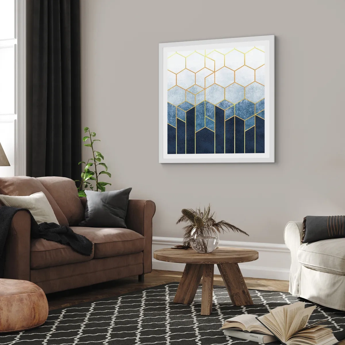 Poster in white frmae - Composition in Syncopated Rhythm - 30x30 cm