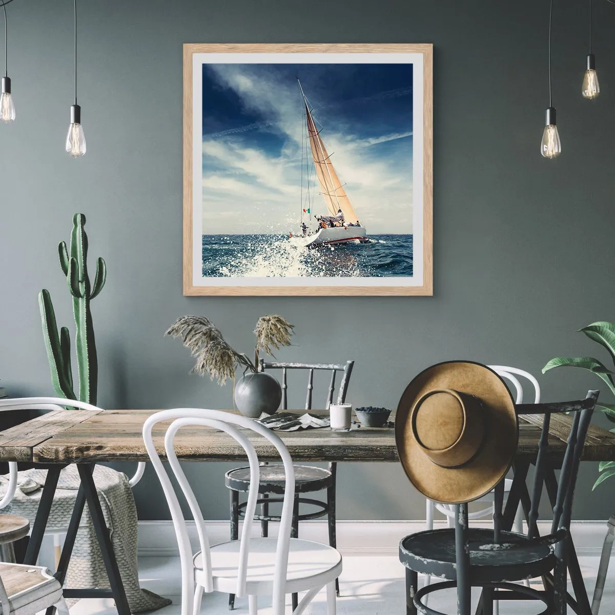 Poster in light oak frame - They Won't Catch Us - 50x50 cm