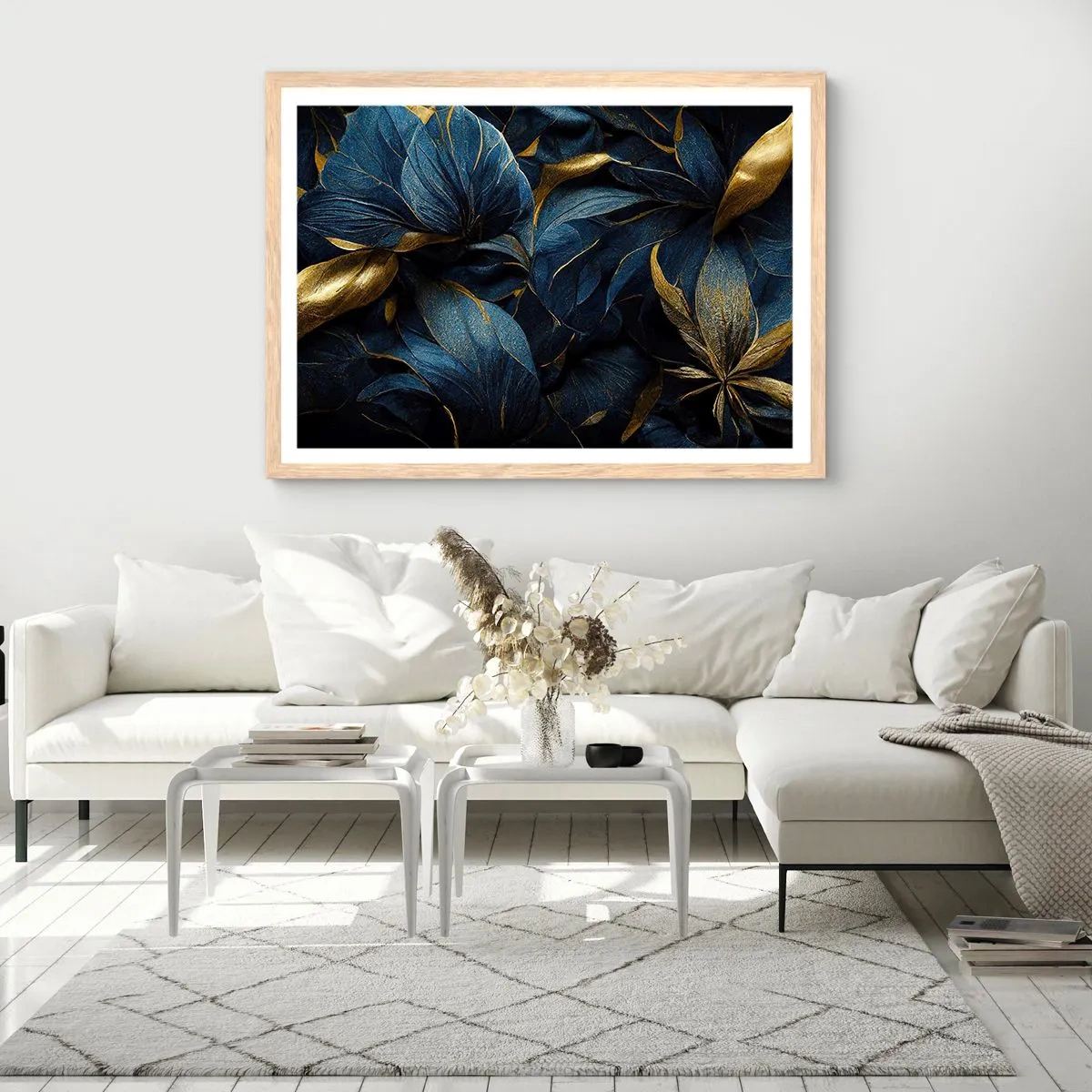 Poster in light oak frame - Lined with Gold - 70x50 cm