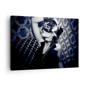 Canvas picture - A woman in a Venetian mask against a background of ornate patterns. - 70x50cm - Decorations, Ornaments, Patterns - Modern wall decoration for the living room and bedroom ARTTOR