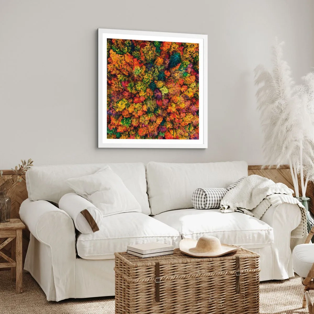 Poster in white frmae - Bouquet of Autumn Flowers - 30x30 cm