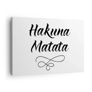 Canvas picture - Hakuna Matata quote in elegant font on white background - 70x50cm - Best Advice - Modern wall decoration for the living room and bedroom ARTTOR
