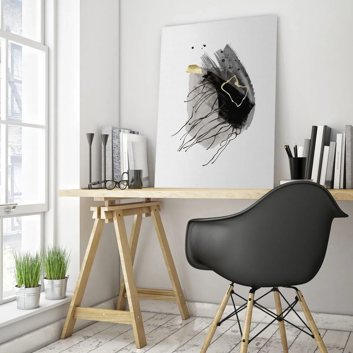 Glass picture - In Black and Gold - 50x70 cm