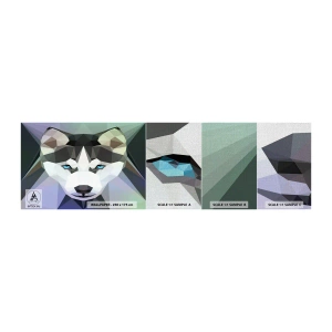 Photo Wallpaper Sample Premium Canvas - Memory of Northern Snow - Abstraction, Animals, Wolf - 100x30 cm