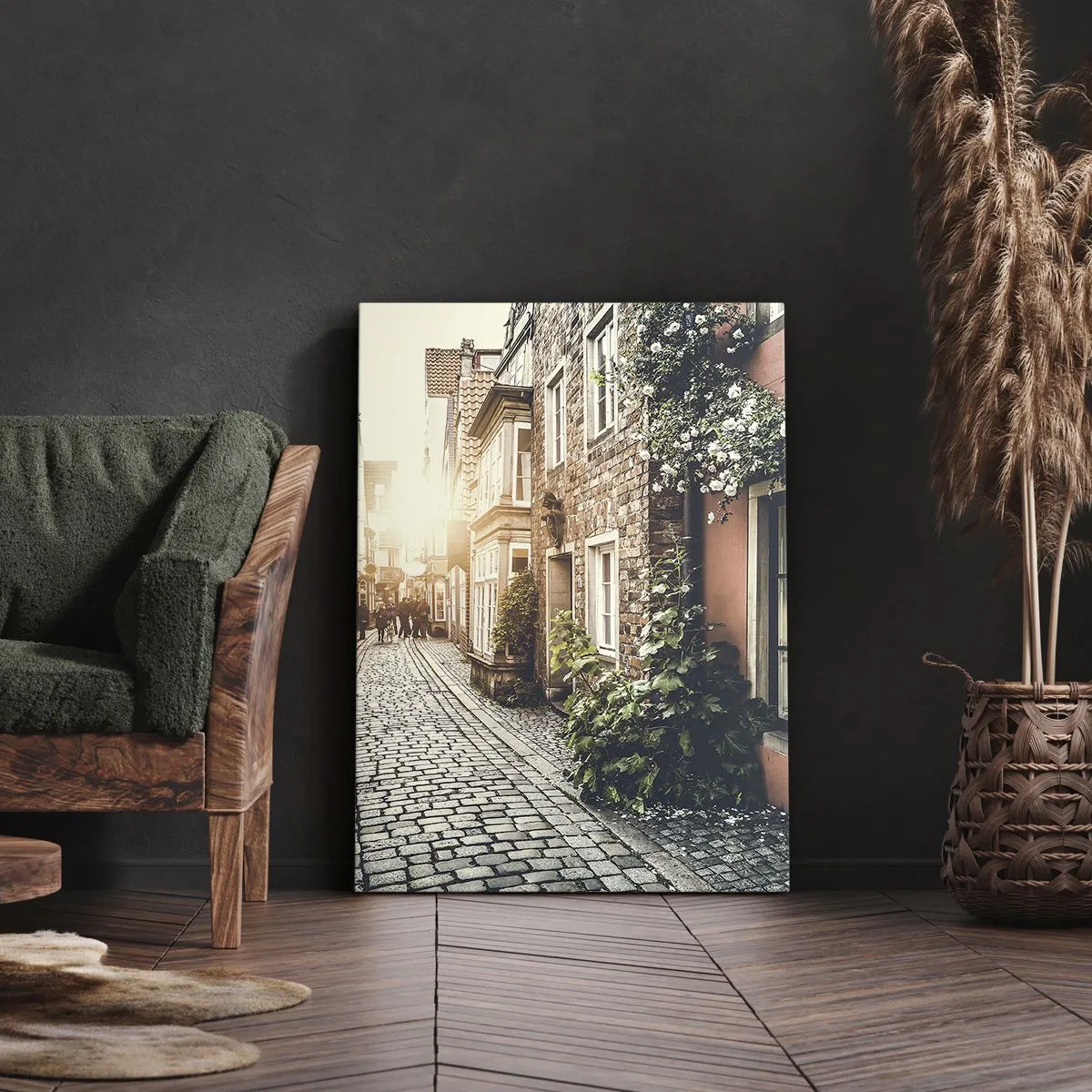 Canvas picture - Rosy Alley in a Pink Glow - 70x100 cm