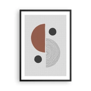 Poster in black frame - Abstract geometric composition in warm colors - 50x70cm - Perfection of a Wheel - Modern wall decoration for the living room and bedroom ARTTOR