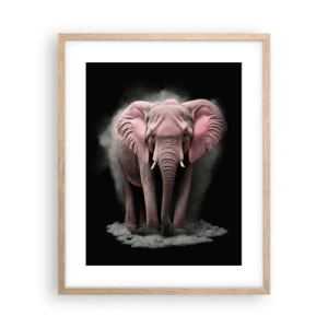 Poster in light oak frame - Don't Think About a Pink Elephant! - 40x50 cm