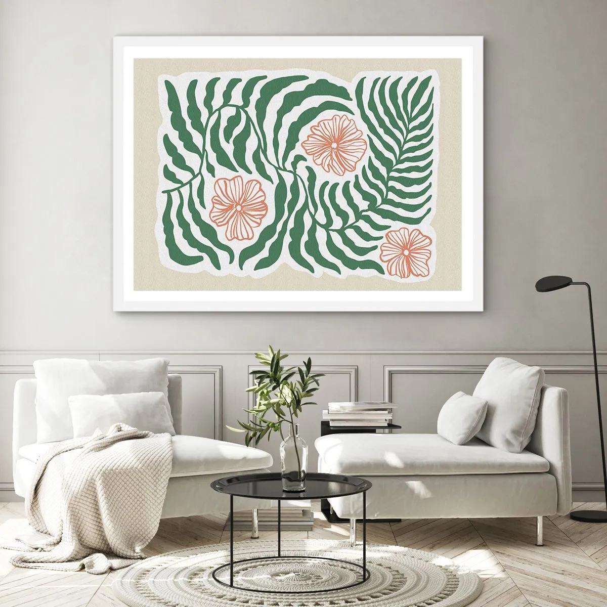 Poster in white frmae - Blossoming in Green - 100x70 cm