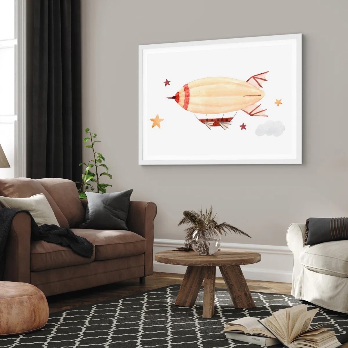 Poster in white frmae - Airship - 70x50 cm