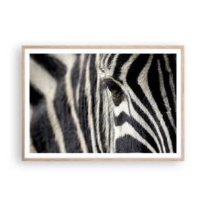 Poster in light oak frame - Striped Portrait - 100x70 cm