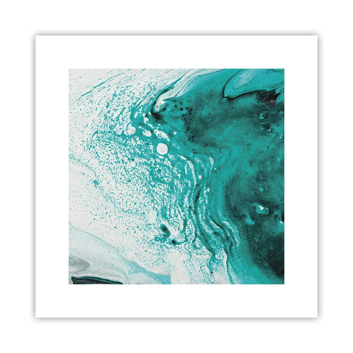 Poster - Dissolving in White and Turquoise - 30x30 cm