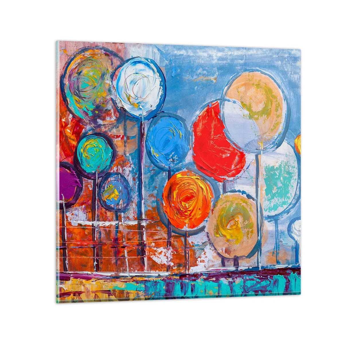 Glass picture - Lolly Sticks - 60x60 cm