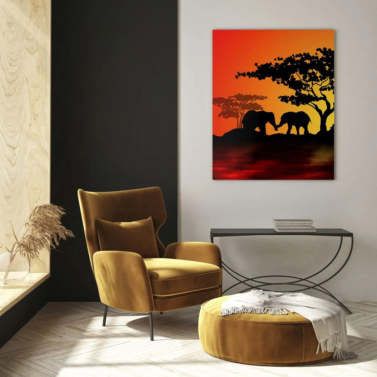 Glass picture - Encounter on a Savannah - 70x100 cm