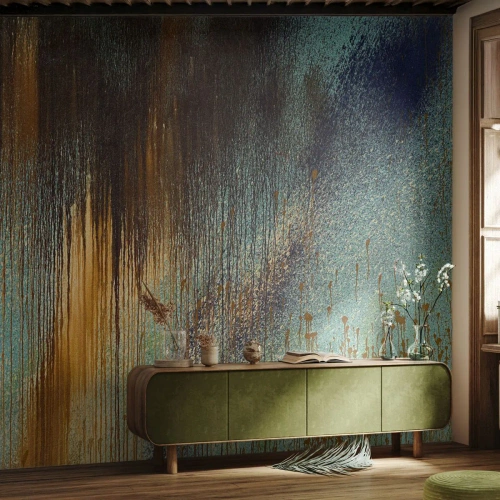 Photo Wallpaper Premium Canvas - Non-accidental Colourful Composition - Abstraction, Industrial, Paint - 100x70 cm