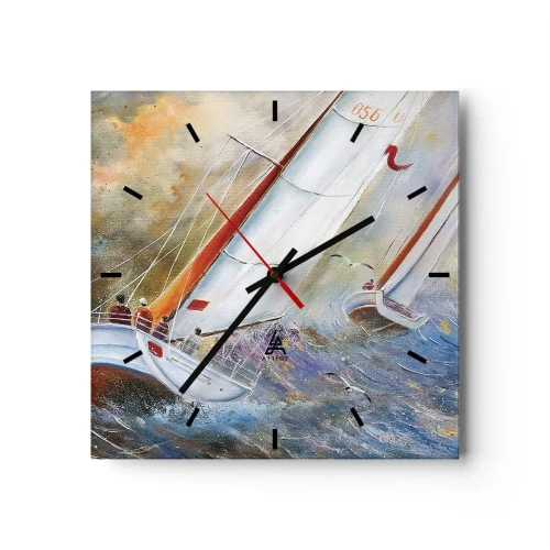 Wall clock - Clock on glass - Running on the Waves - 40x40 cm
