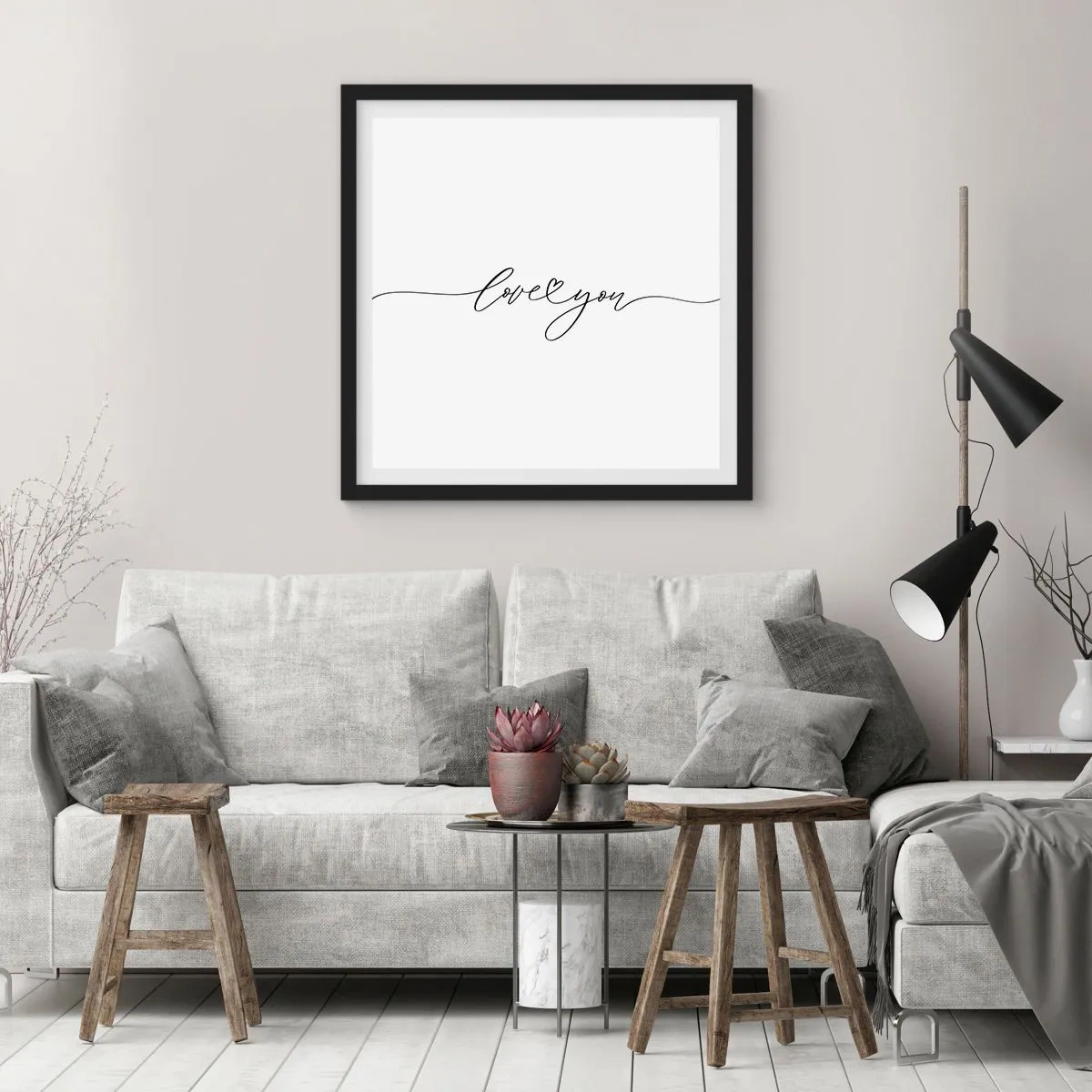 Poster in black frame - Black on White - 40x40 cm