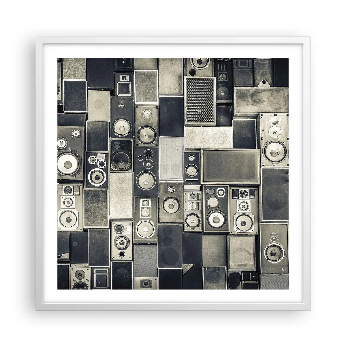 Poster in white frmae - And Music Is Playing - 60x60 cm