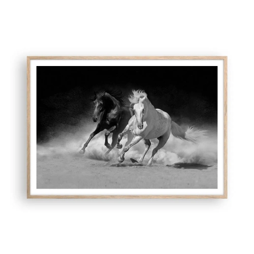 Poster in light oak frame - Gallop of Freedom - 100x70 cm