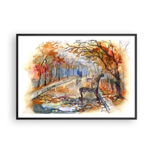 Poster in black frame - Walking together into Autumn - 100x70 cm