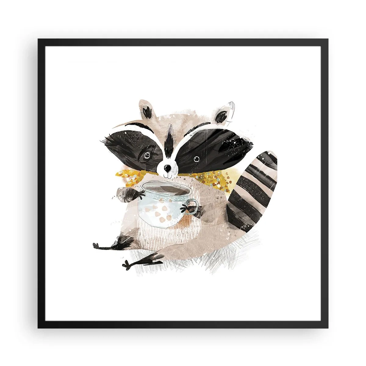 Poster in black frame - My Friend Raccoon - 60x60 cm