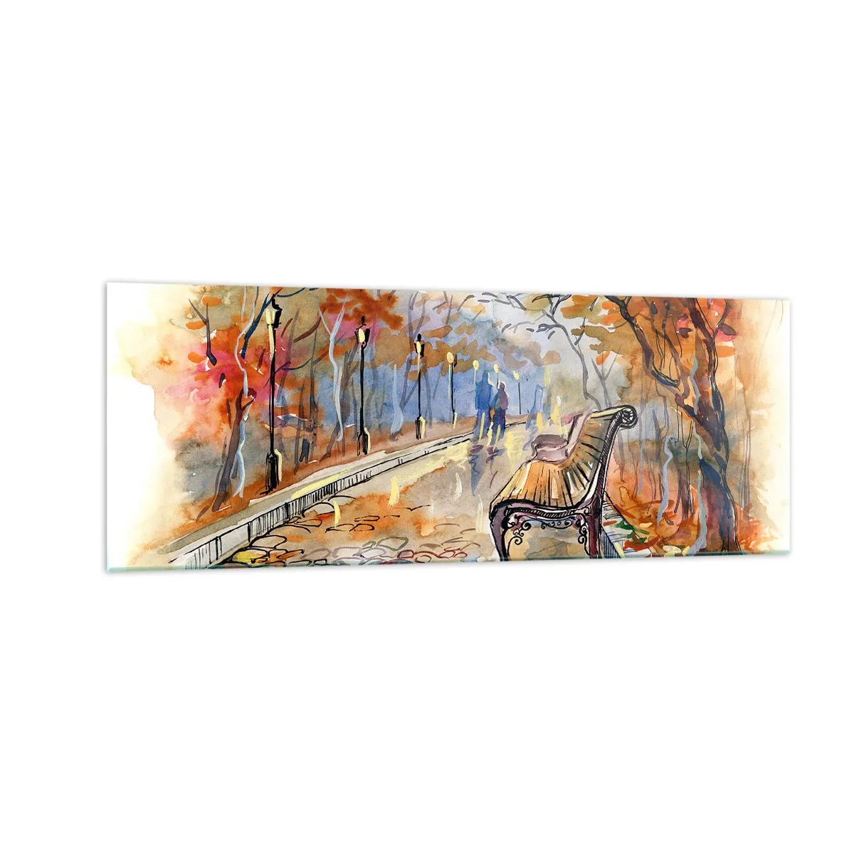 Glass picture - Walking together into Autumn - 140x50 cm